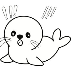 Seal cute animal black and white line clipart