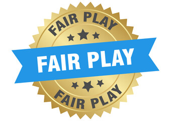fair play. fair play round blue and gold label isolated on transparent background