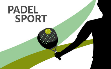 Padel sport illustration with silhouette