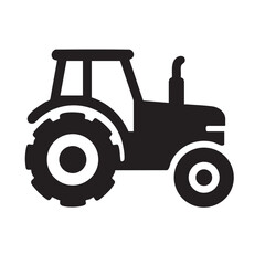 Simple Black Tractor Icon Depicting Agriculture and Farming Equipment on a White Background black silhouette