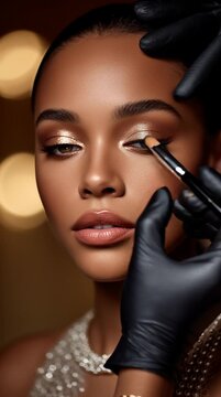 Elegante Beauty-Szene mit Make-up-Artist bei professionellem Fotoshooting