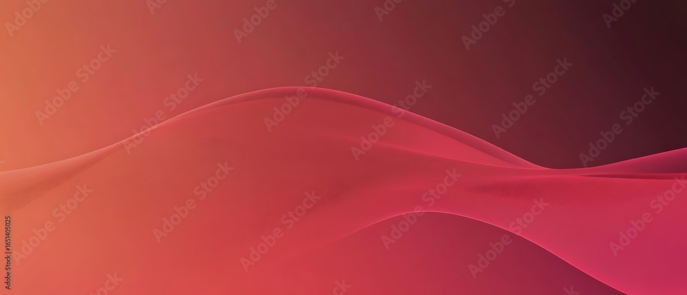 Poster abstract digital wave pattern with a smooth red, orange, and pink gradient, creating a modern and fl