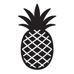 Obraz premium Simple Black and White Pineapple Illustration with Geometric Pattern on a White Background bold black