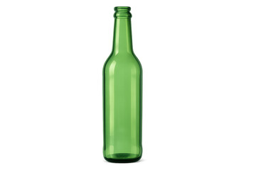 Green glass bottle standing on transparent background