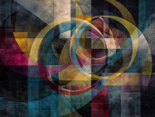 Fototapeta premium Modern Art Elegance: Swirling Colors and Geometric Patterns Abstract Background