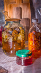 glass jar of preserved vegetables