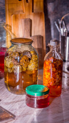 glass jar of preserved vegetables
