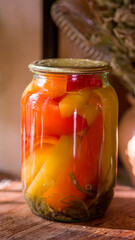 glass jar of preserved vegetables
