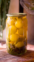 glass jar of preserved vegetables