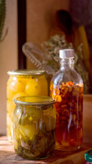 glass jar of preserved vegetables