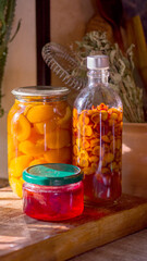 glass jar of preserved vegetables