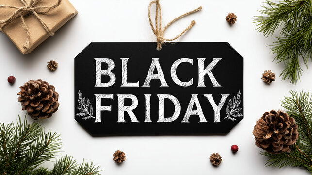 Black friday sale design template for advertising, banners, leaflets and flye. Web banner isolated on the white background. Christmas discounts. AI generation