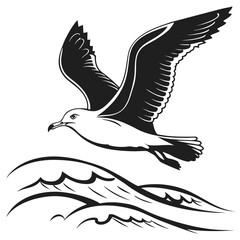 Obraz premium Seagull Silhouette for logo, t-shirt, tattoo, cards design