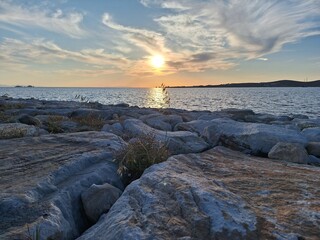 Obraz premium sunset over the sea in Paros, Greece