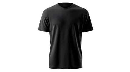 A basic black t-shirt mockup shown from the front, with no logos or text, ideal for apparel design, isolated on a white background