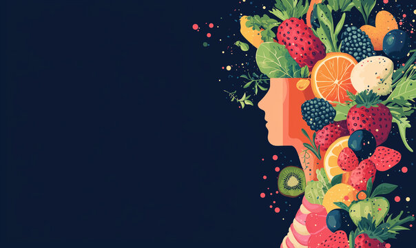 Empowering wellness movement through vibrant plant-based art creative expression urban setting digital illustration holistic health concept