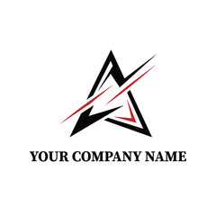 Modern Abstract Triangle Logo Design – Black and Red Business Branding Icon