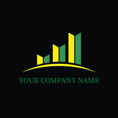 Fototapeta premium Abstract Business Growth Bar Chart Logo Design in Green and Yellow