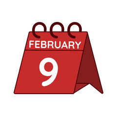 february 9 desk calendar vector on white background
Vector red calendar flat icon