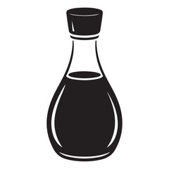 Black silhouette of a soy sauce bottle icon vector. Vector black silhouette. with white background
