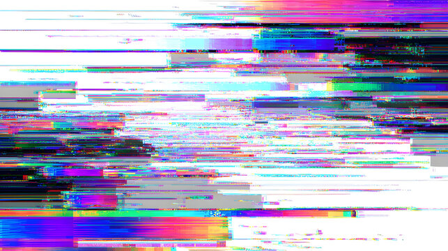 A faded overlay of digital glitch lines and static, adding a tech-inspired effect, isolated on a white background