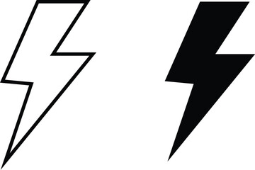Bolt Icon Vector Illustration with Filled and Line Style Lightning Symbols Isolated on Transparent Background
