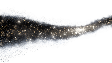Sparkling cosmic dust cloud with glowing stars against a white background