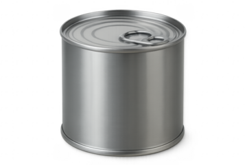 Unopened Aluminum Can with Ring Pull on Transparent Background