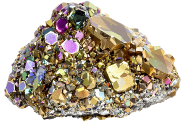 Bismuth crystal, gemstone, gem, mineral specimen PNG transparent background isolated graphic resource cutout. Lapidary, healing, geology, rockhounding, collecting, rainbow, colorful