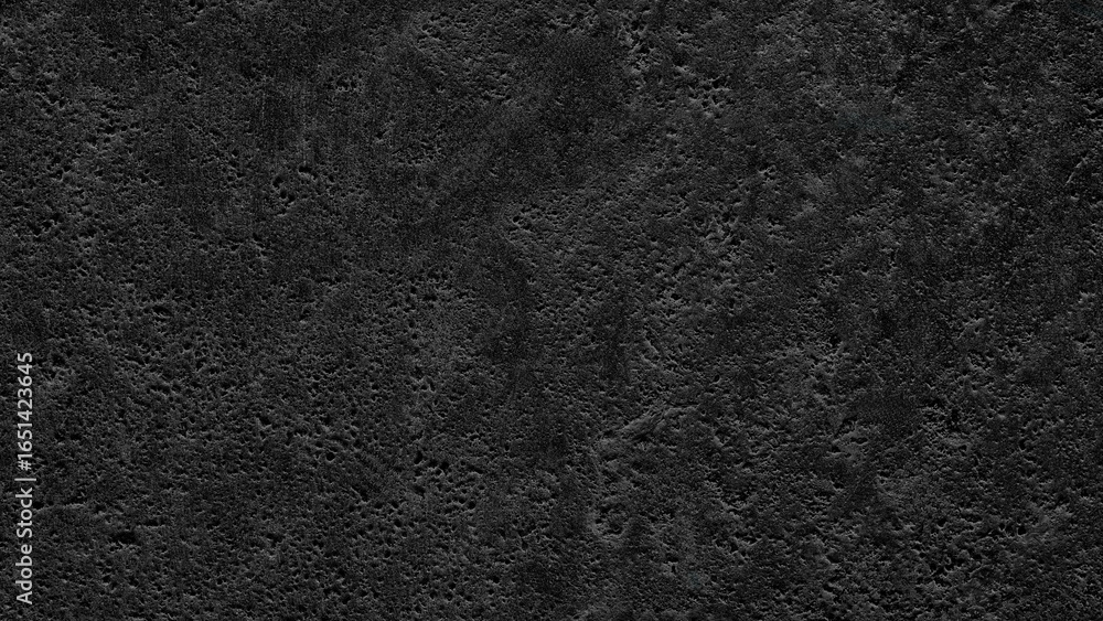 Poster dark black wall with rough texture. the wall is covered with small cracks and has a rough, uneven su