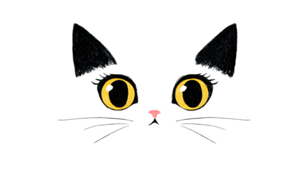 Curious cat with wide yellow eyes and long lashes peeking out