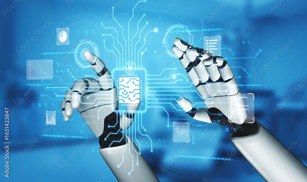 Poster ai assistant brain processor with llm technology, big data, machine learning, generative ai for busi