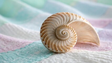 nautilus shell on red background