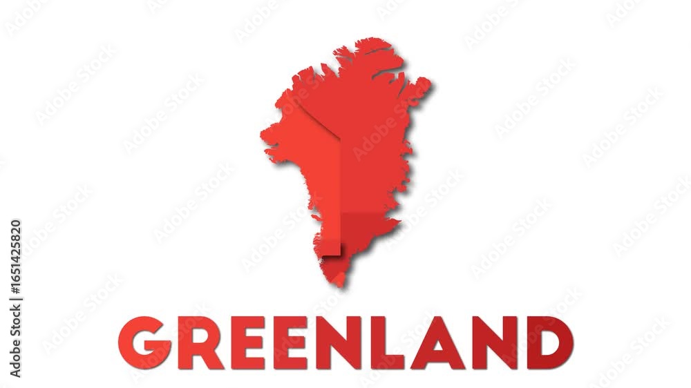 Poster greenland map showing regions. animated country map with title. 4k resolution animation.