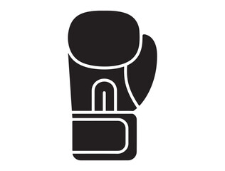Black boxing glove icon sport equipment. Vector black silhouette. with white background