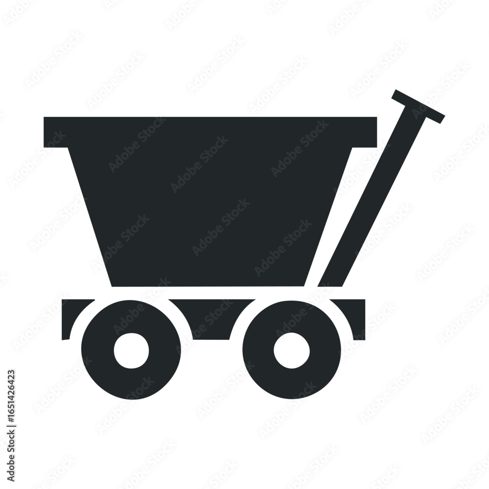 Poster Minimalist icon of a mining cart with two wheels and handle