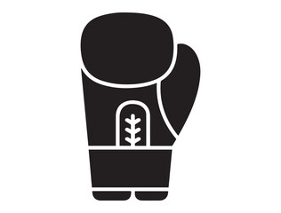 Black boxing glove icon sport equipment. Vector black silhouette. with white background