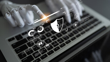 AI artificial intelligence strengthens cybersecurity with intelligent threat detection, virtual...