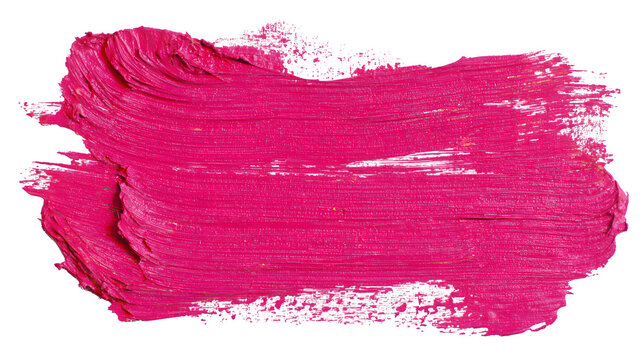 Bold pink paint brushstroke on white background
