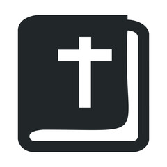 Obraz premium Simple black and white bible icon with cross symbol