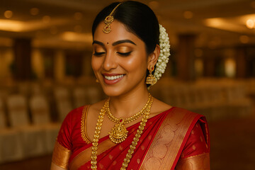 Beautiful bride in makeup with elegant traditional bridal look