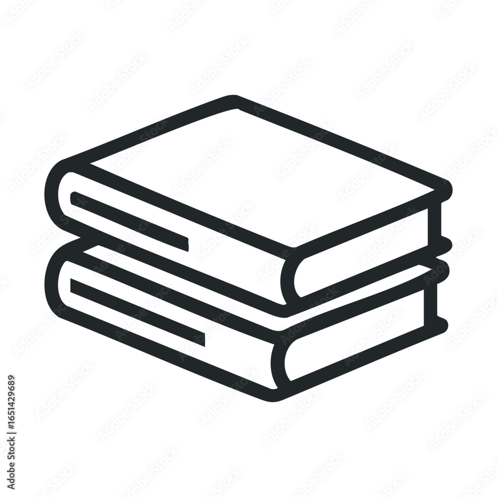 Poster stack of two books icon in minimalist line art style