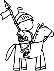 simple child's drawing, a knight riding a horse, childs simple sketch, doodle .