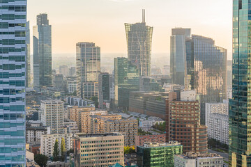Fototapeta premium Cityscape of the Business Area of Warsaw (Poland)
