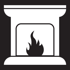 Campfire icon. Fireplace symbol. Bonfire vector illustration. Firewood logotype.