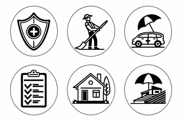 Insurance policies and protection isolated on white background in vector format