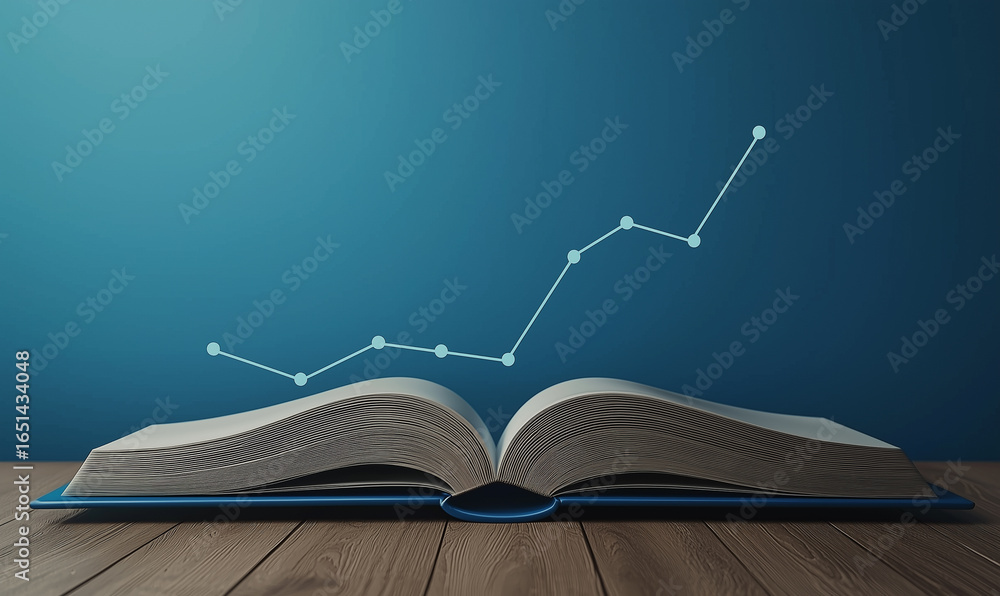 Aufkleber economic trends analysis through open book visualization digital environment graphical data represen