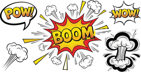 Fototapeta premium POW! BOOM! WOW! and Explosion Illustrations