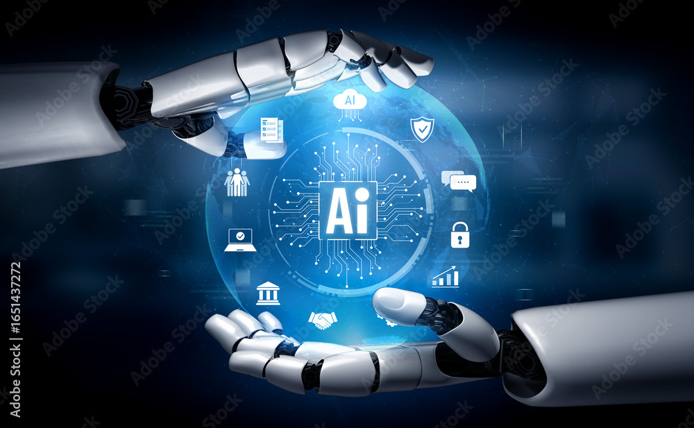 Poster ai assistant brain processor with llm technology, big data, machine learning, generative ai for busi