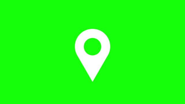 location pin appearing. Animation of white map location. on green screen background. video 4k.